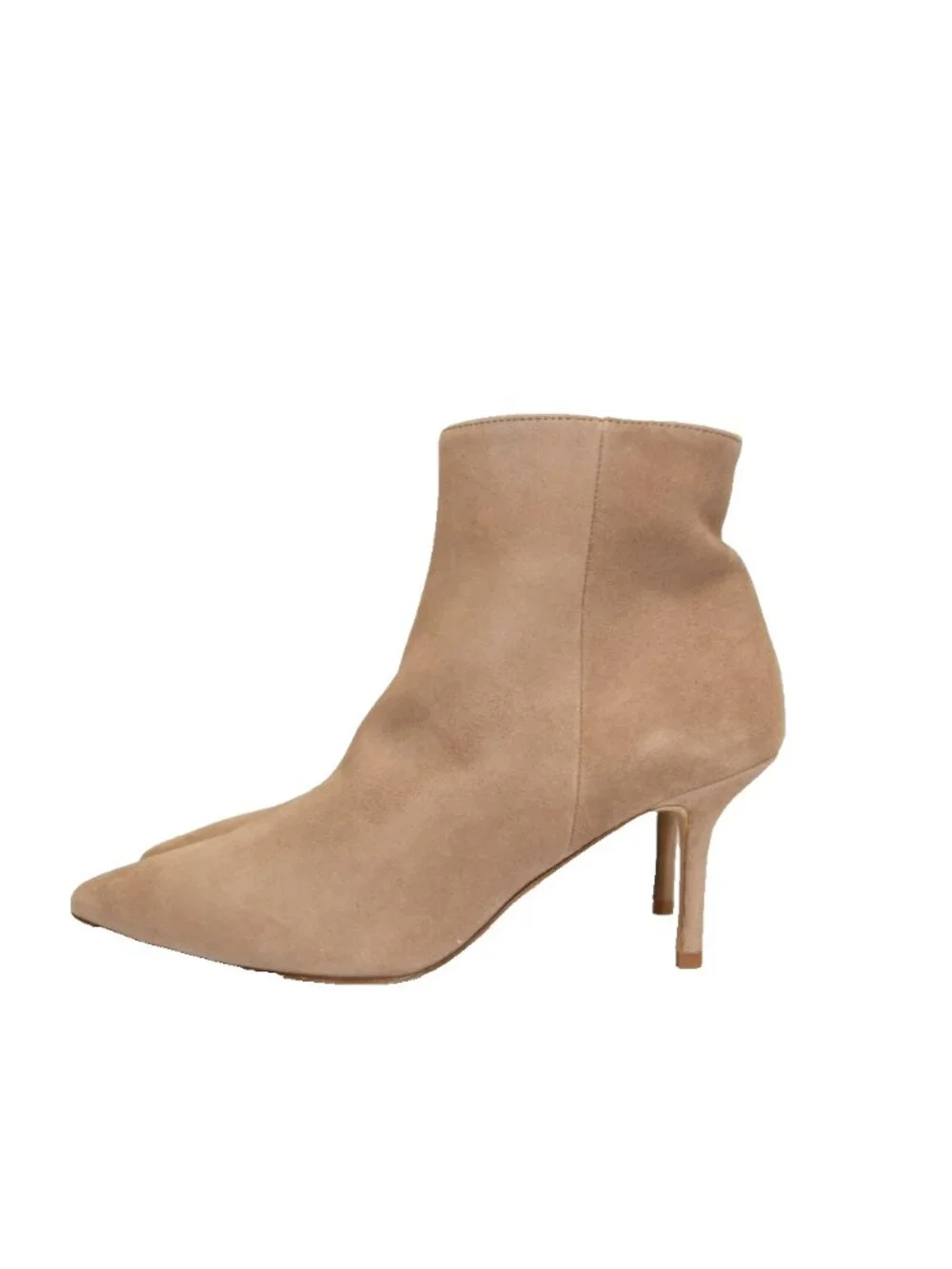 $600 L'AGENCE Aimee Bootie Buckskin Suede POINTY TOE HEELED BEIGE 39 (TF21)